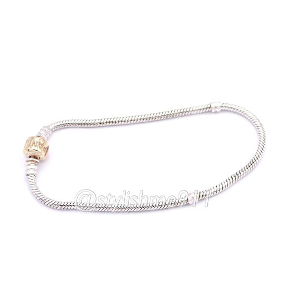 Authentic PANDORA Sterling Bracelet with 14K Gold Clasp - Picture 3 of 12